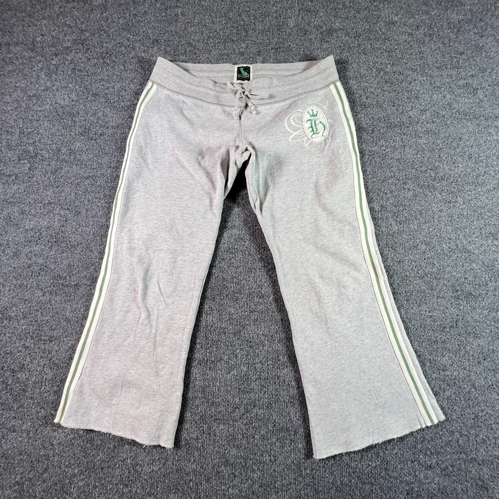 Vintage Hollister Flare Sweatpants Women's Large Gray Fleece Drawstring Y2K